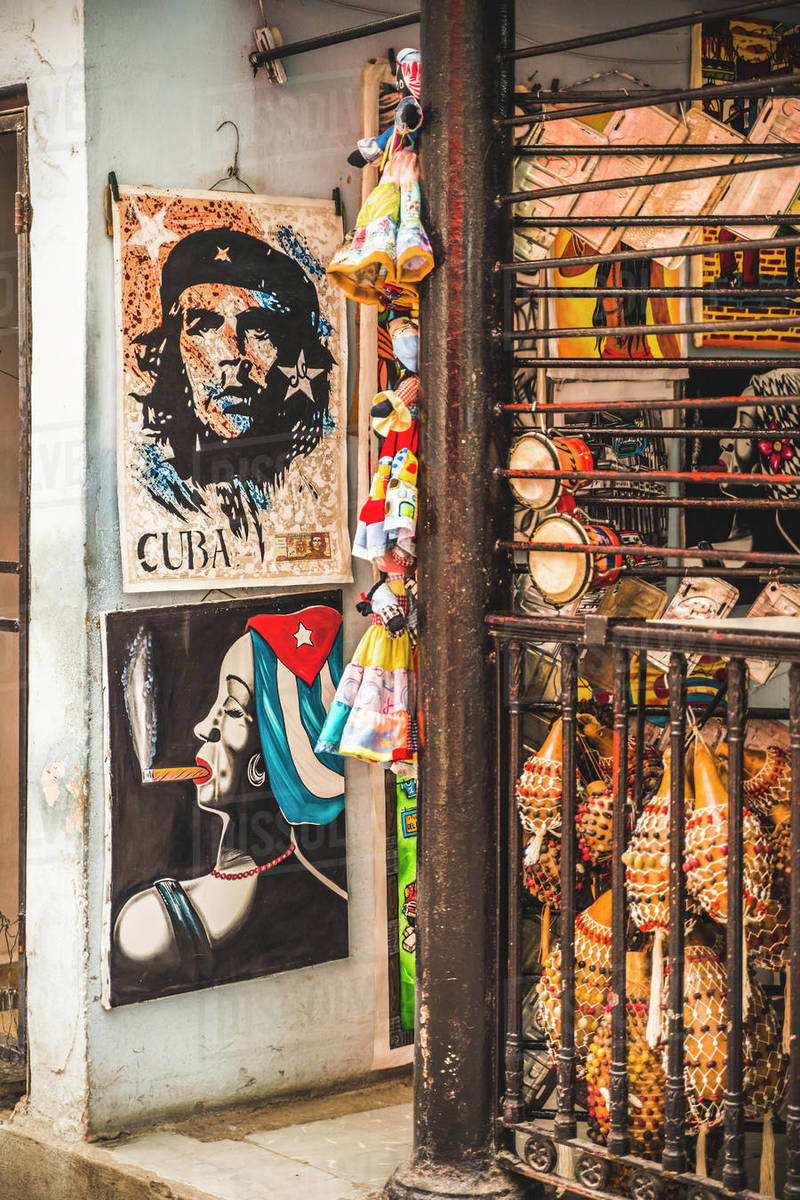 Souvenirs for sale in a market in La Habana (Havana), Cuba, West Indies, Caribbean, Central America Royalty-free stock photo