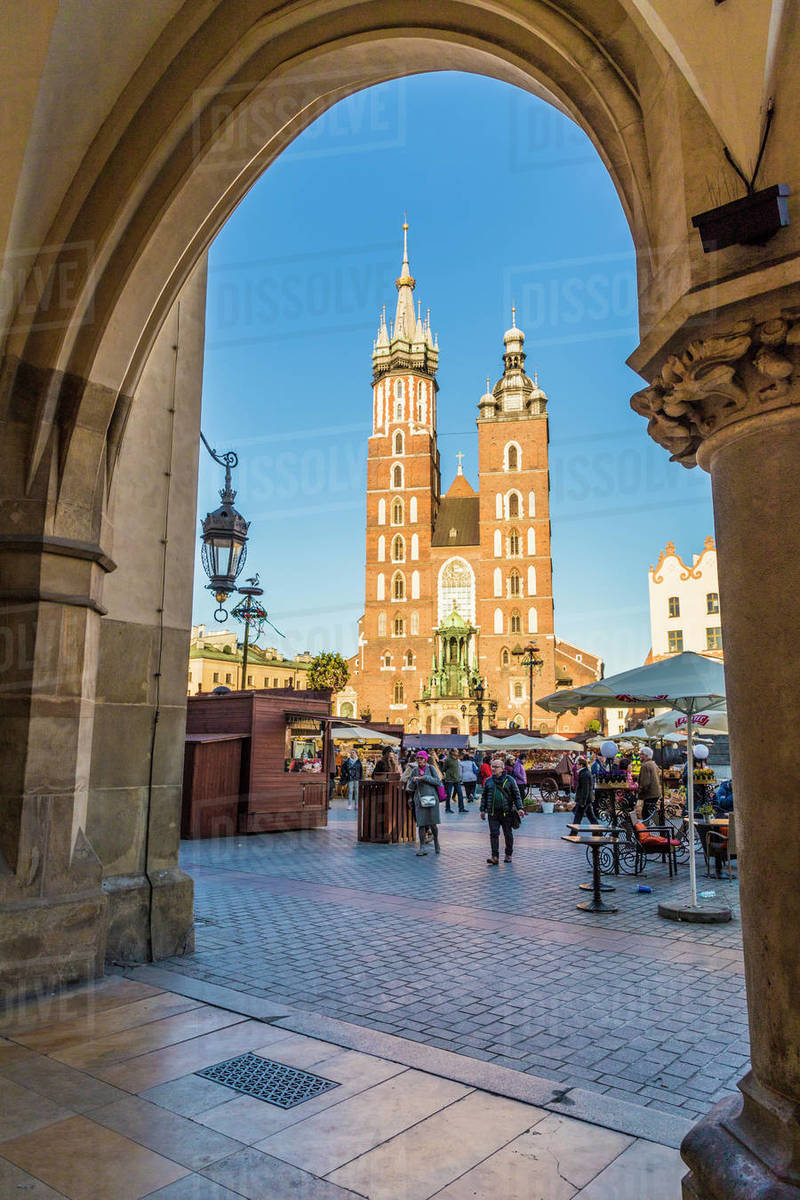 St. Mary's Basilica in the medieval old town, UNESCO World Heritage Site, Krakow, Poland, Europe Rights-managed stock photo