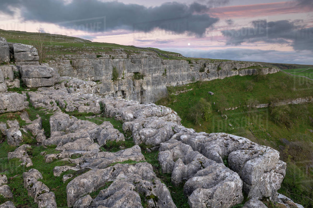 Limestone cliffs above Malham Cove in the Yorkshire Dales National Park