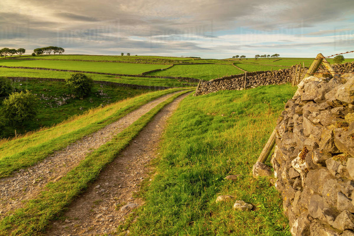 View of track and landscape near Whetton, Tideswell, Peak District