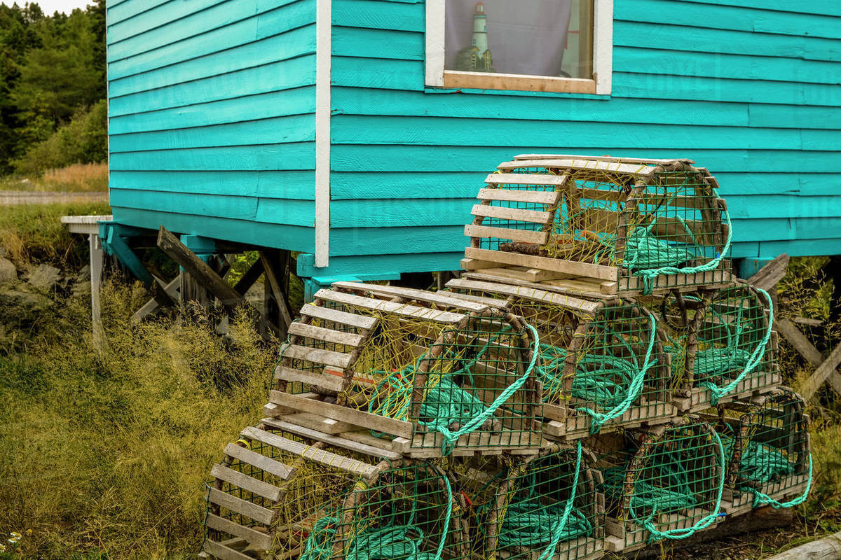 Lobster pots, Newman's Cove, Bonavista Peninsula, Newfoundland, Canada