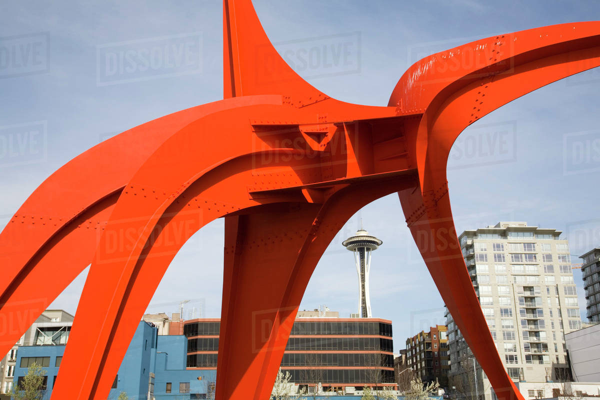 WA, Seattle, Seattle Art Museum, Olympic Sculpture Park, Eagle by Alexander Calder, and the
