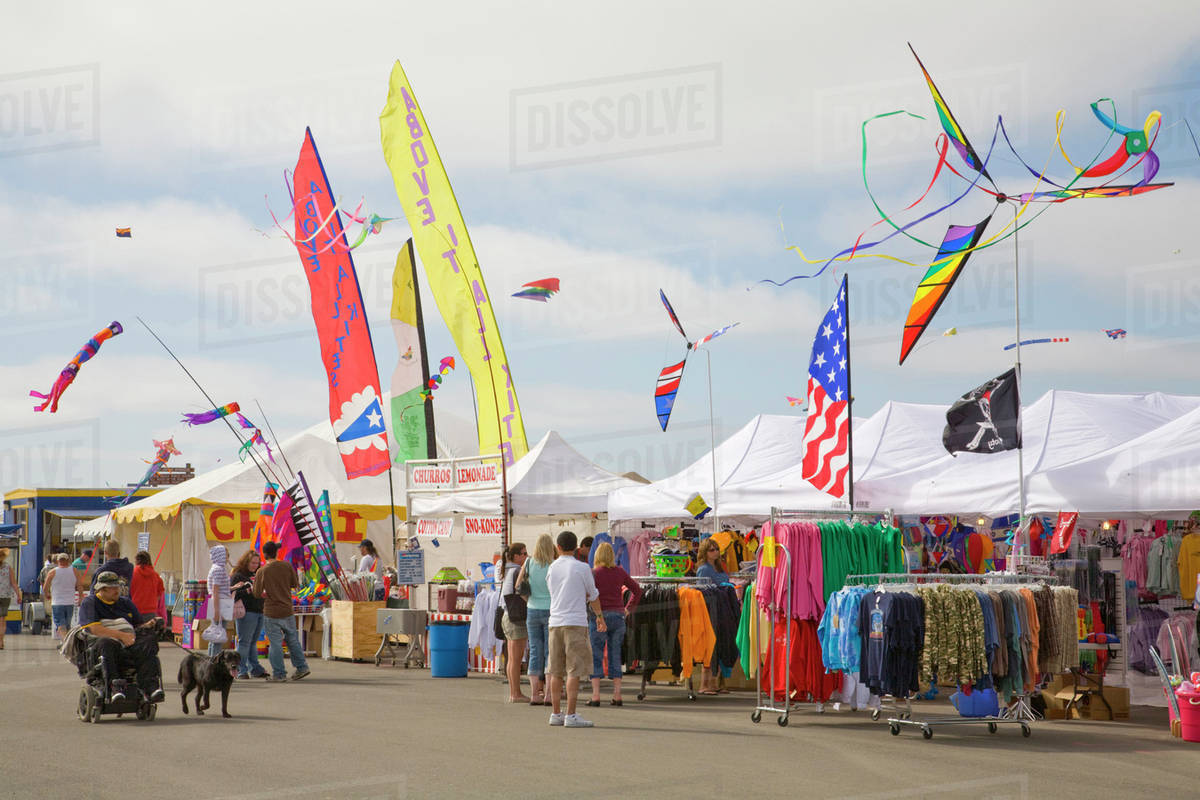 WA, Long Beach, International Kite Festival, vendor booth area Stock