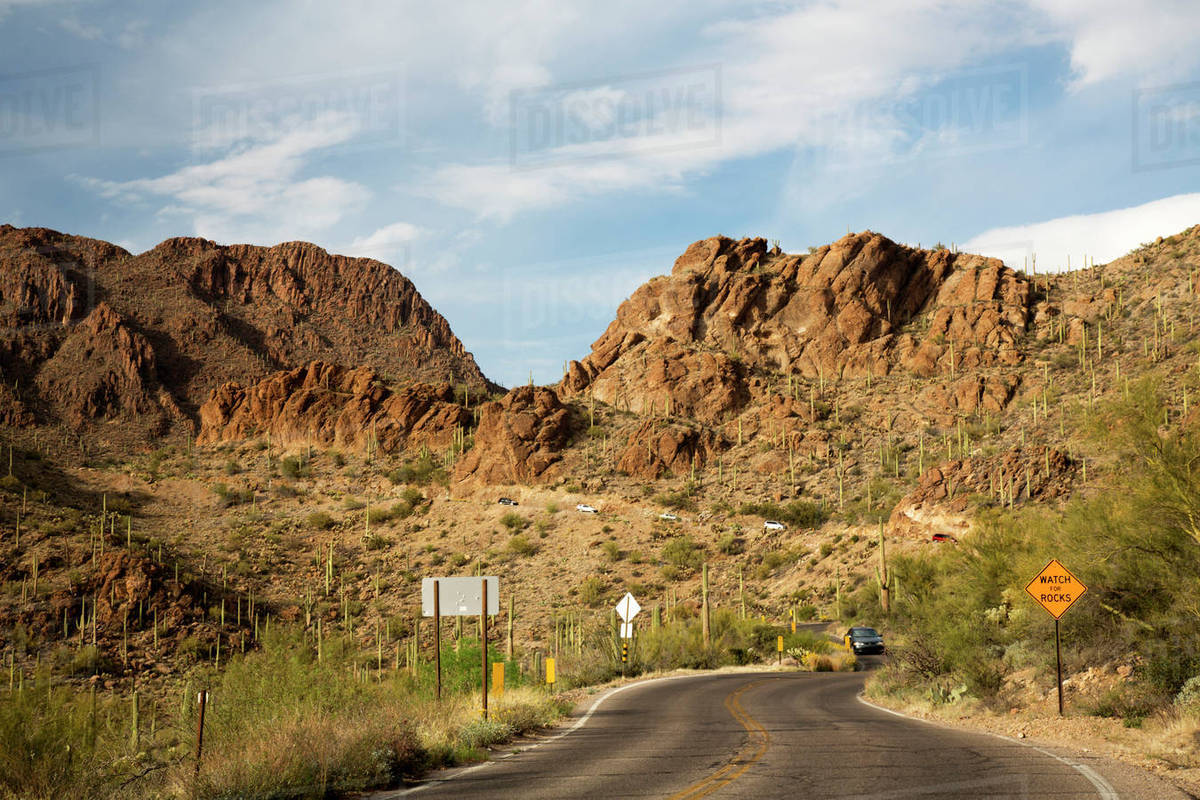 USA, Arizona, Gates Pass, Gates Pass Road through Tucson Mountains