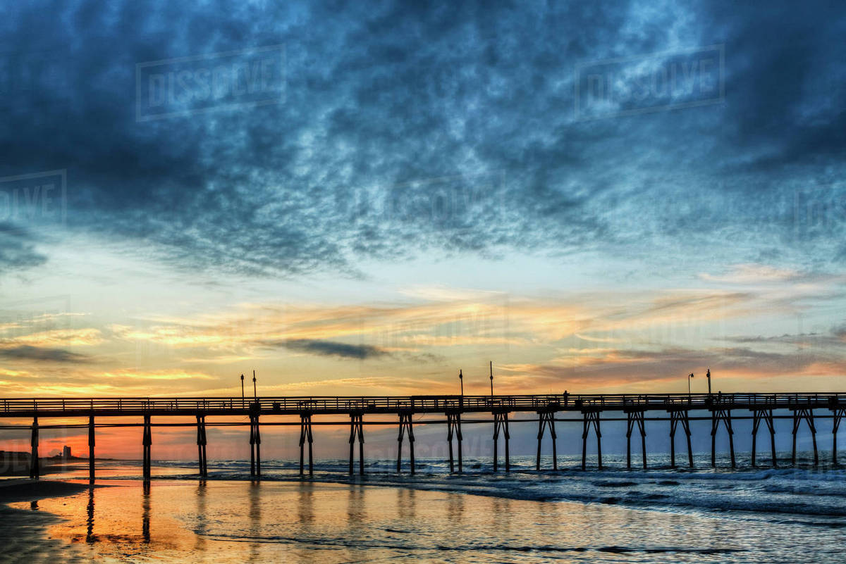 Usa North Carolina Sunrise At Sunset Beach Pier Stock Photo Usa North Carolina Sunrise At Sunset Beach Pier