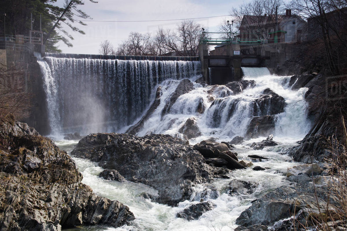 Vermont, Bradford, Waits River Falls, waterfall and rapids Stock