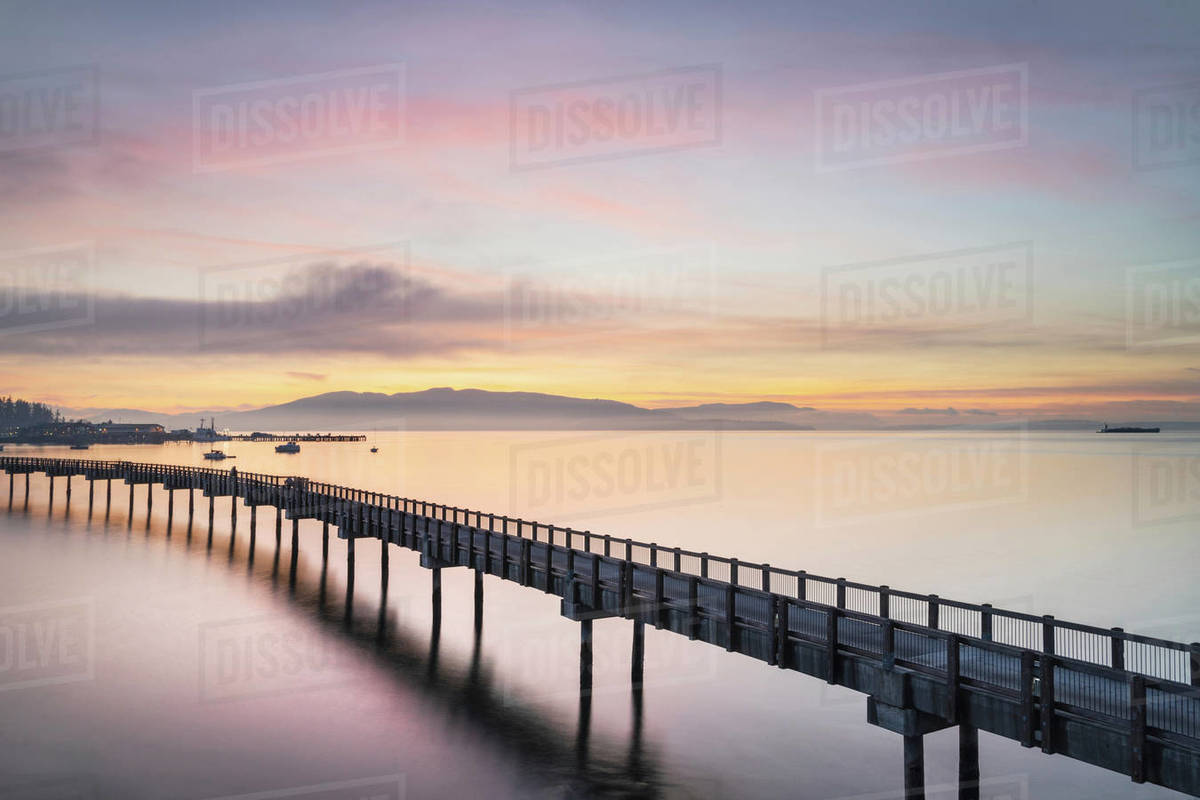 Taylor Dock Boardwalk during twilight afterglow, Boulevard Park