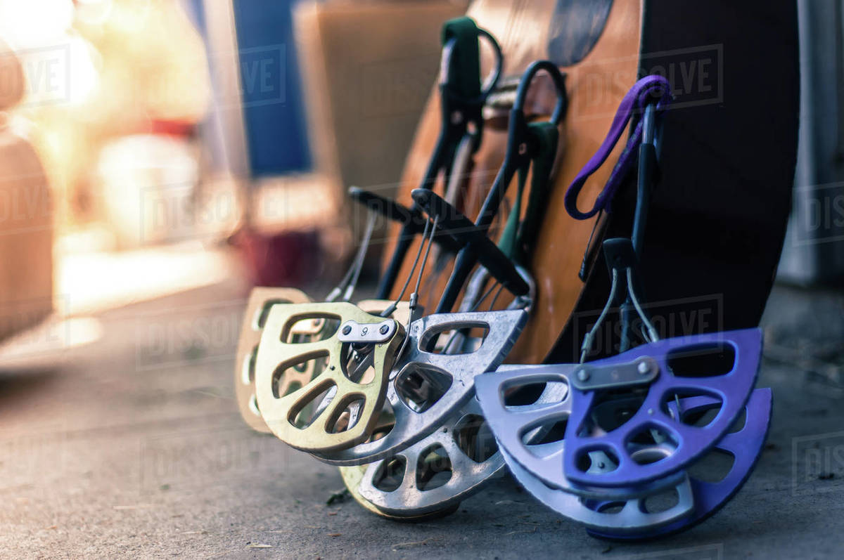 Trad climbing gear, cam devices Stock Photo Dissolve