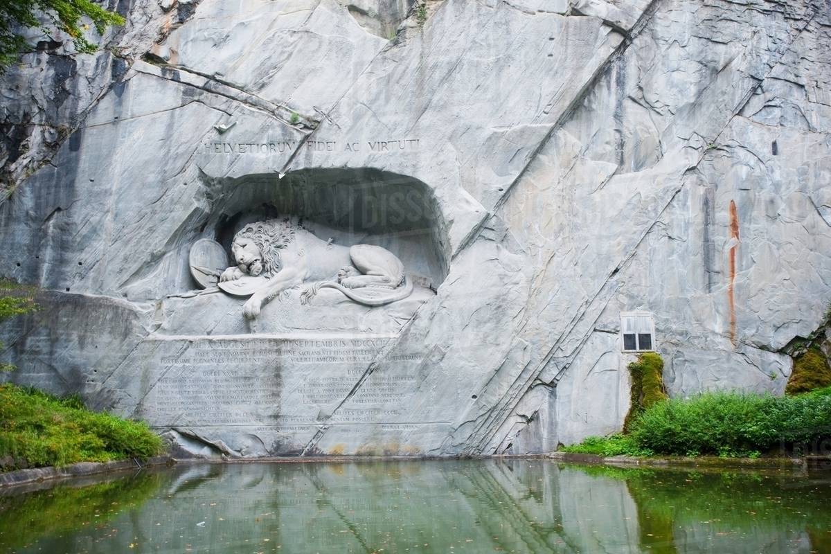 Lion monument, Lucerne, Switzerland Stock Photo Dissolve