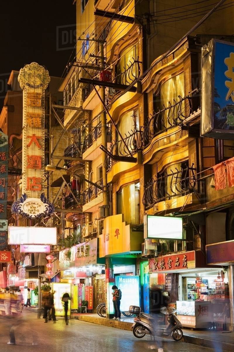 Shanghai street at night Stock Photo Dissolve