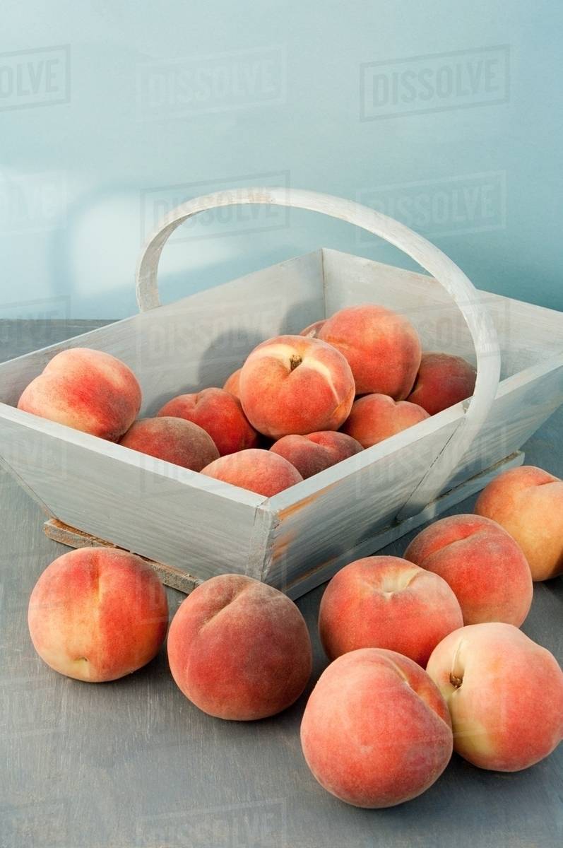 Basket of peaches Stock Photo Dissolve
