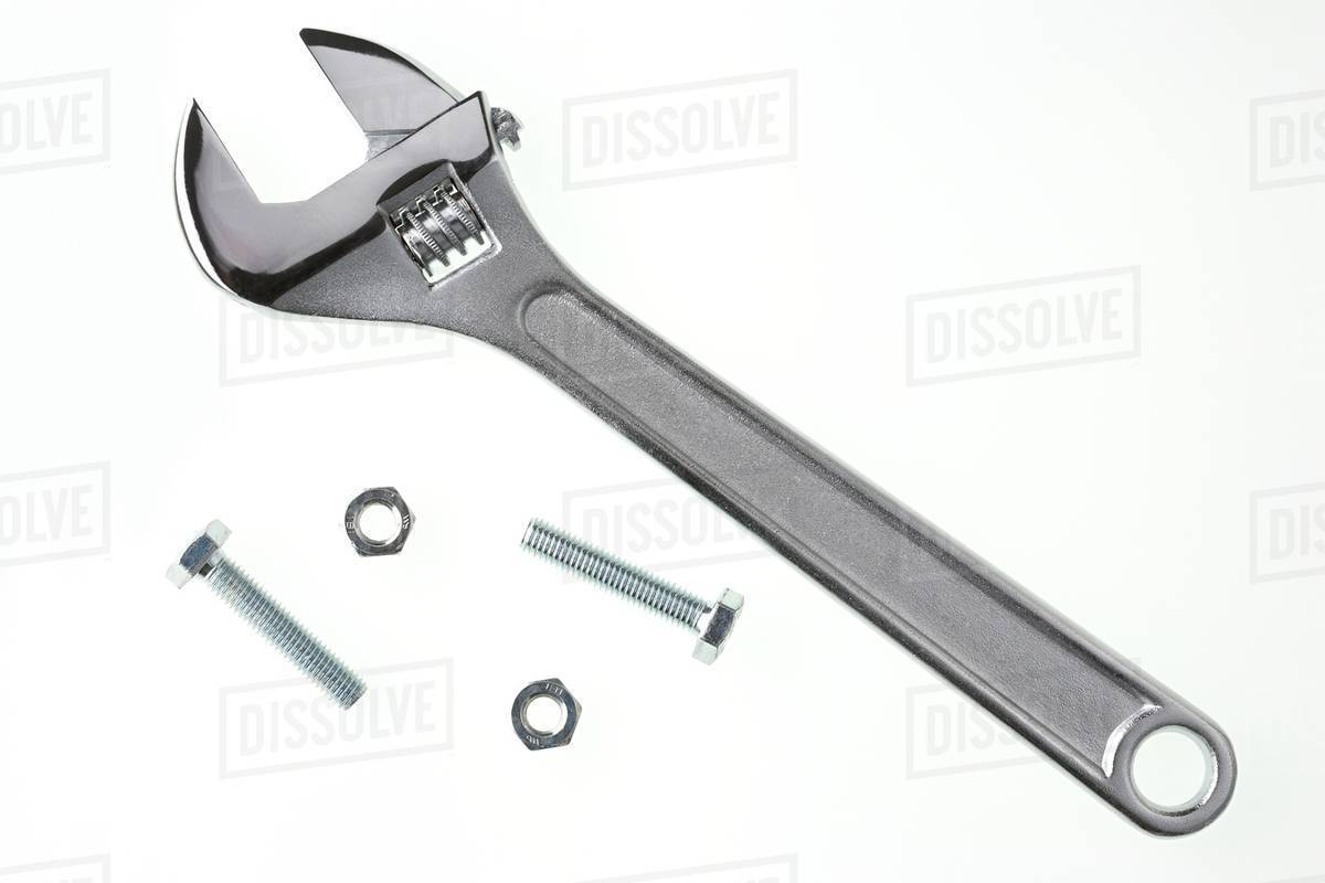 Spanner bolt and metal nut Stock Photo Dissolve