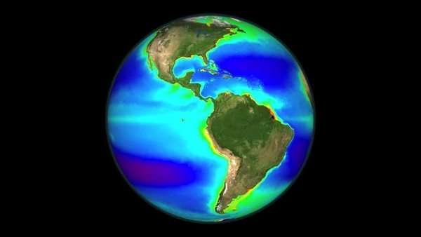 nasa animation of a globe spinning from space moves in to see global