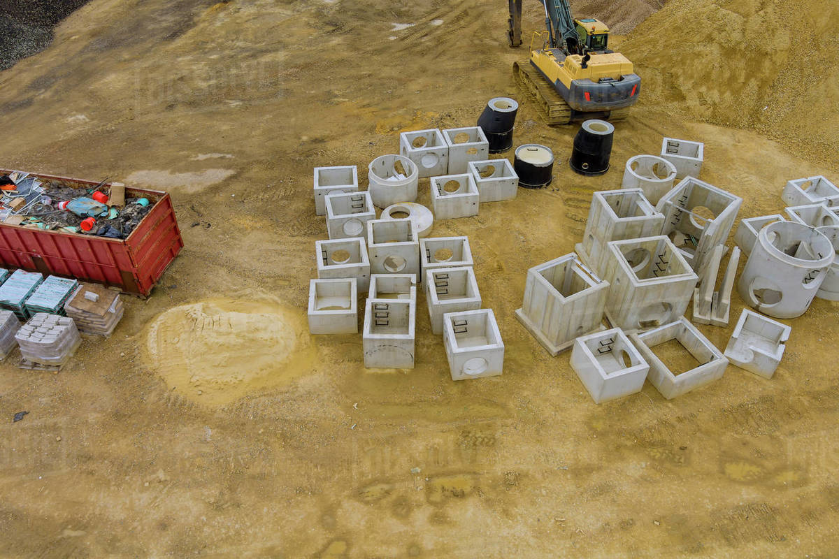Concrete drainage manhole under construction for drainage stormwater