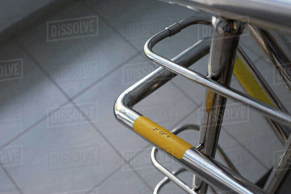 Braille text on building railings for care and guidance for people with ...