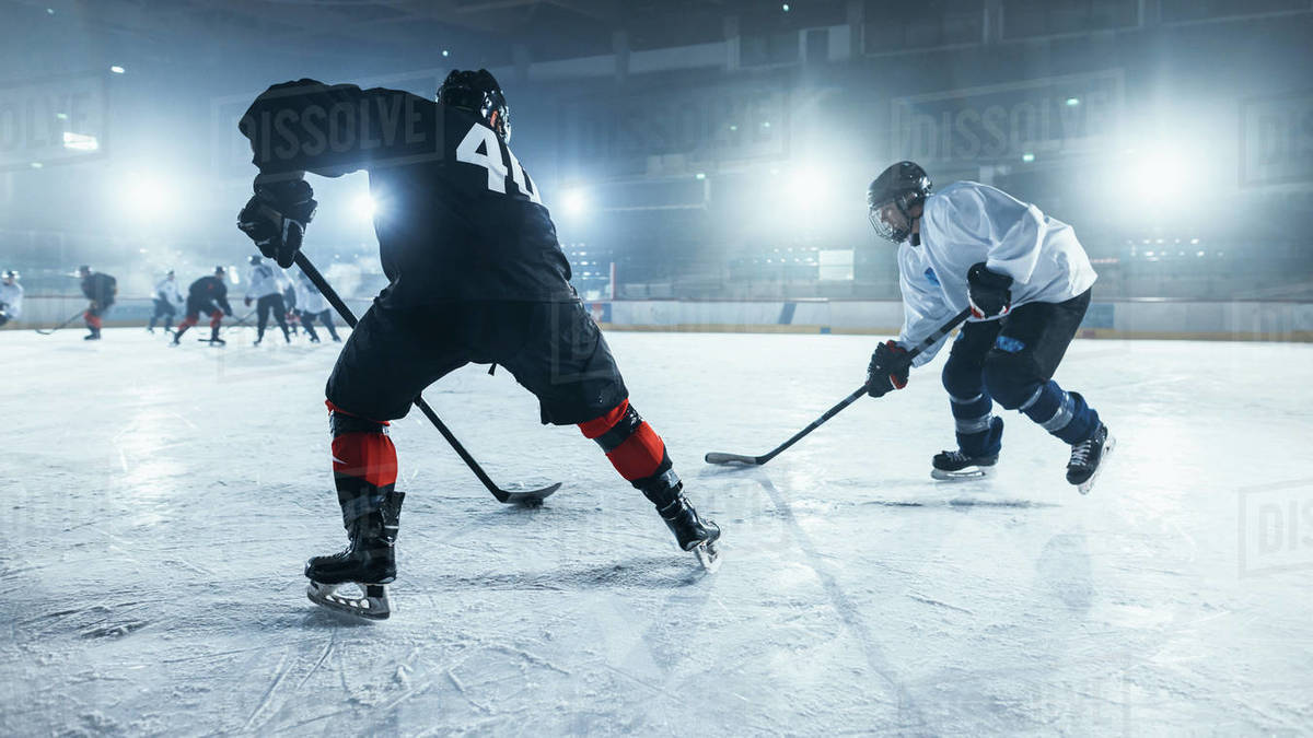Ice Hockey Rink Arena Young Players Training, Learning Stick and Puck