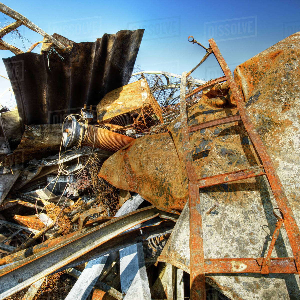 Rusty metal on scrapyard Stock Photo Dissolve