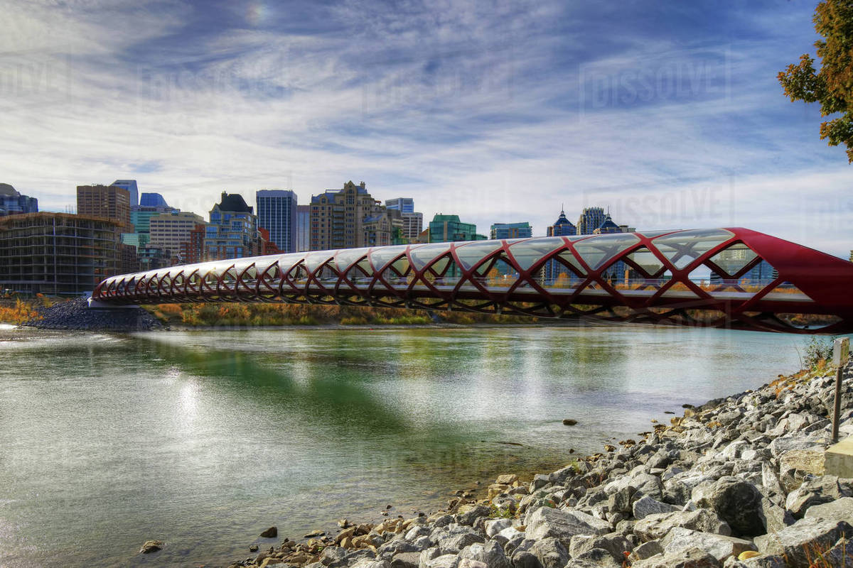 The Peace Bridge in Calgary, Canada Stock Photo Dissolve