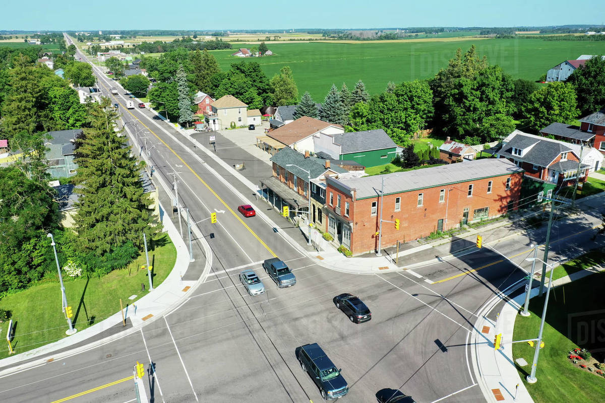 An aerial view of the town of Shakespeare, Ontario, Canada Stock