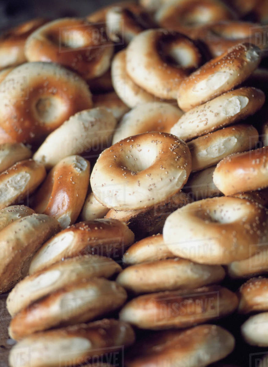 Freshly Baked BagelLike Bread For Sale,Kashgar,Xinjiang,China. Stock