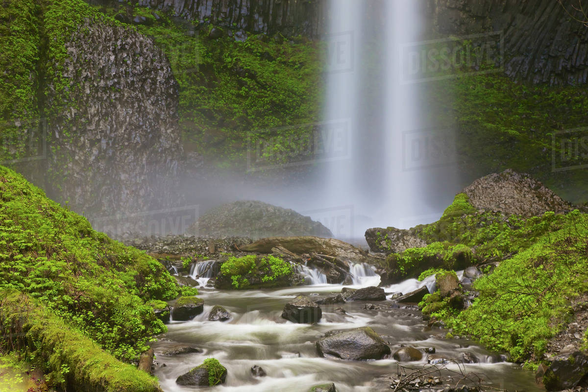 Lower Multnomah Falls, Columbia River outside Troutdale; Oregon