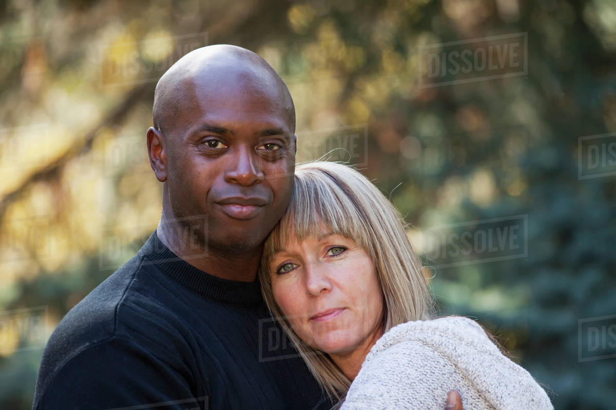 Portrait Of An Interracial Couple; Edmonton, Alberta, Canada Stock