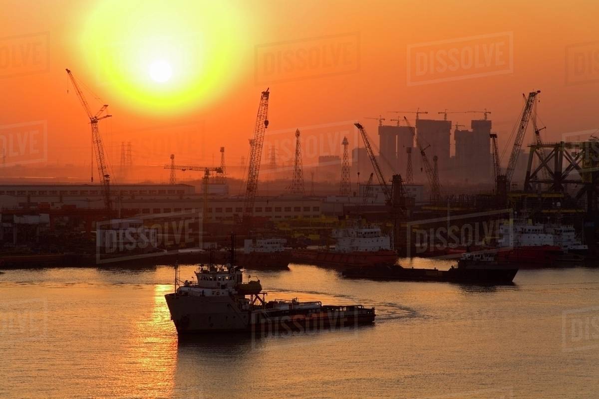 Port Of Xingang, China, Asia Stock Photo Dissolve