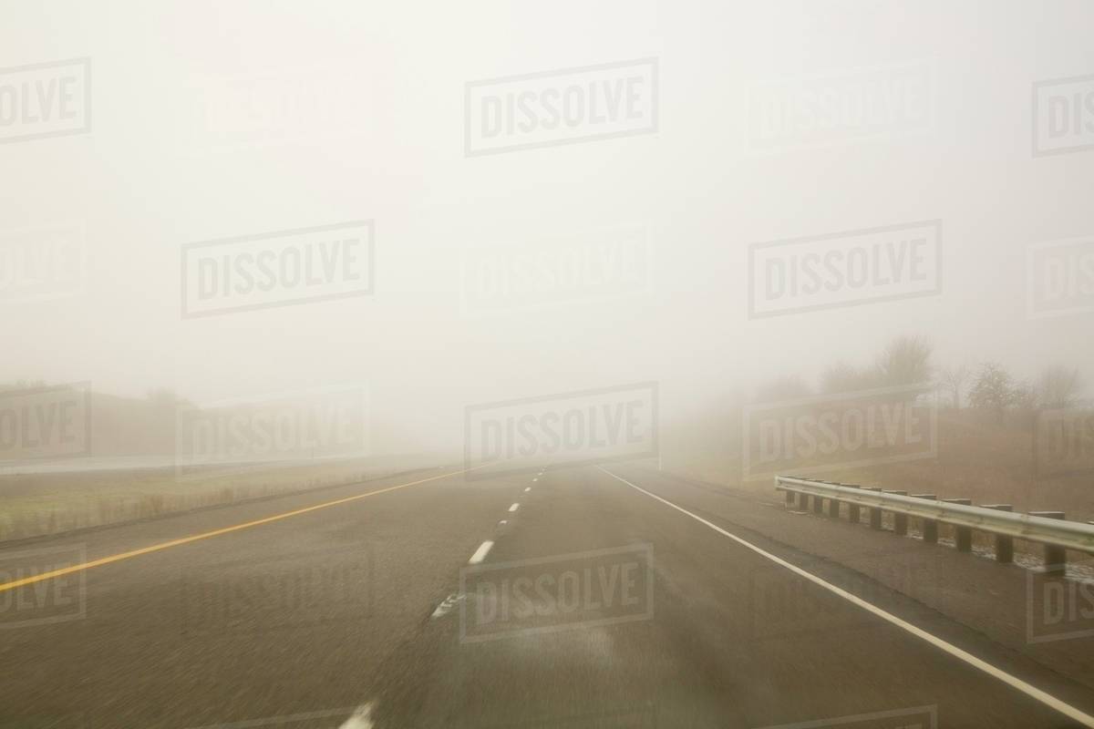 Low Visibility On Road Stock Photo Dissolve