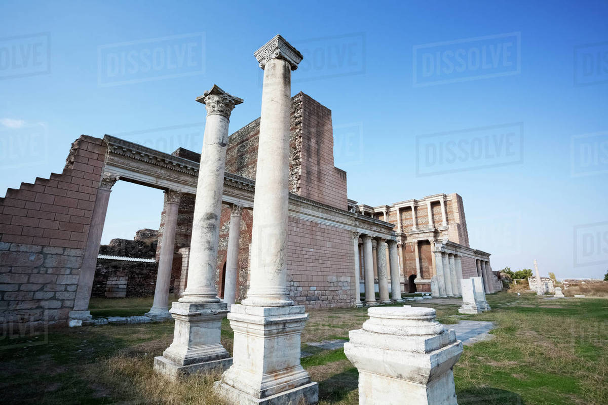 Ruins Of The Synagogue Of Sardis; Sardis, Turkey Stock Photo Dissolve