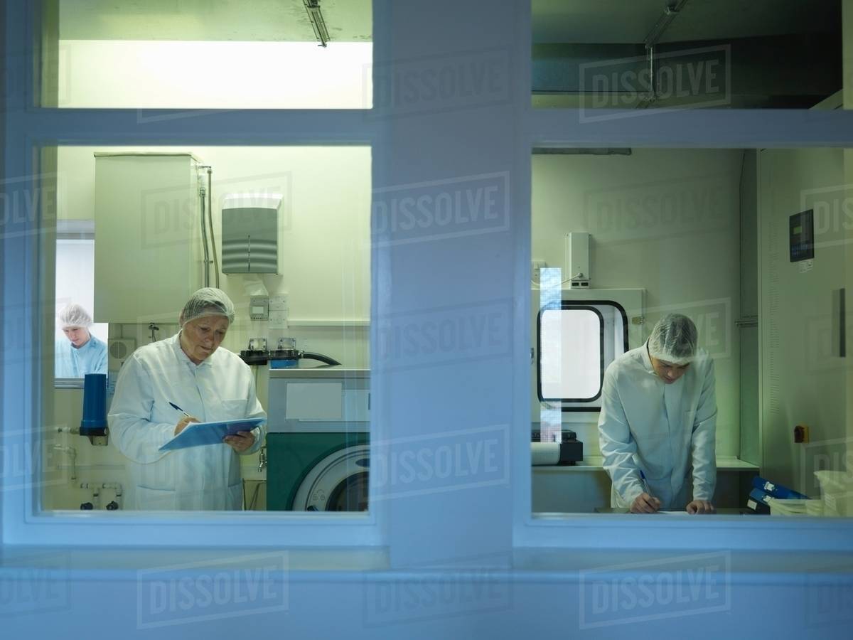 Laboratory Clean Room Technicians Stock Photo Dissolve
