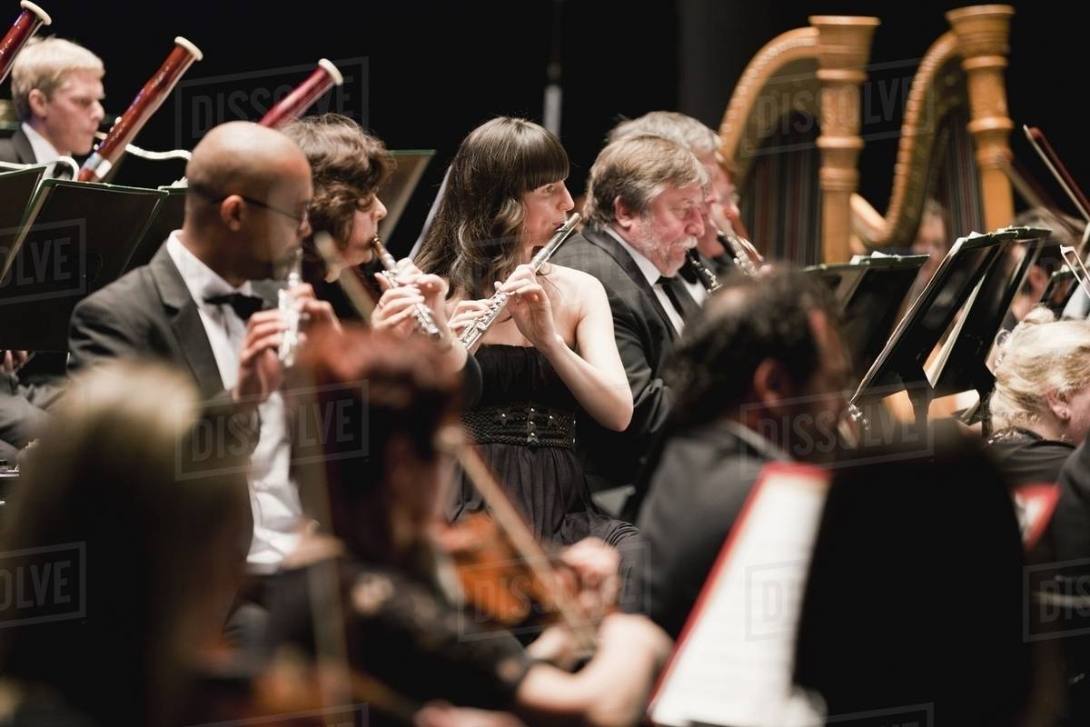 Winds section in orchestra Stock Photo Dissolve