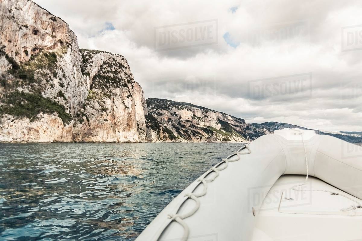 Dinghy bow, Golfo di Orosei, Sardinia, Italy Stock Photo Dissolve