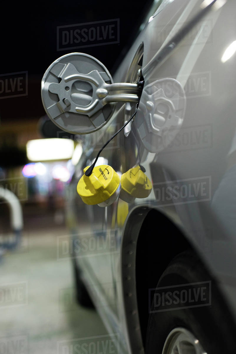 Open gas tank on car Stock Photo Dissolve