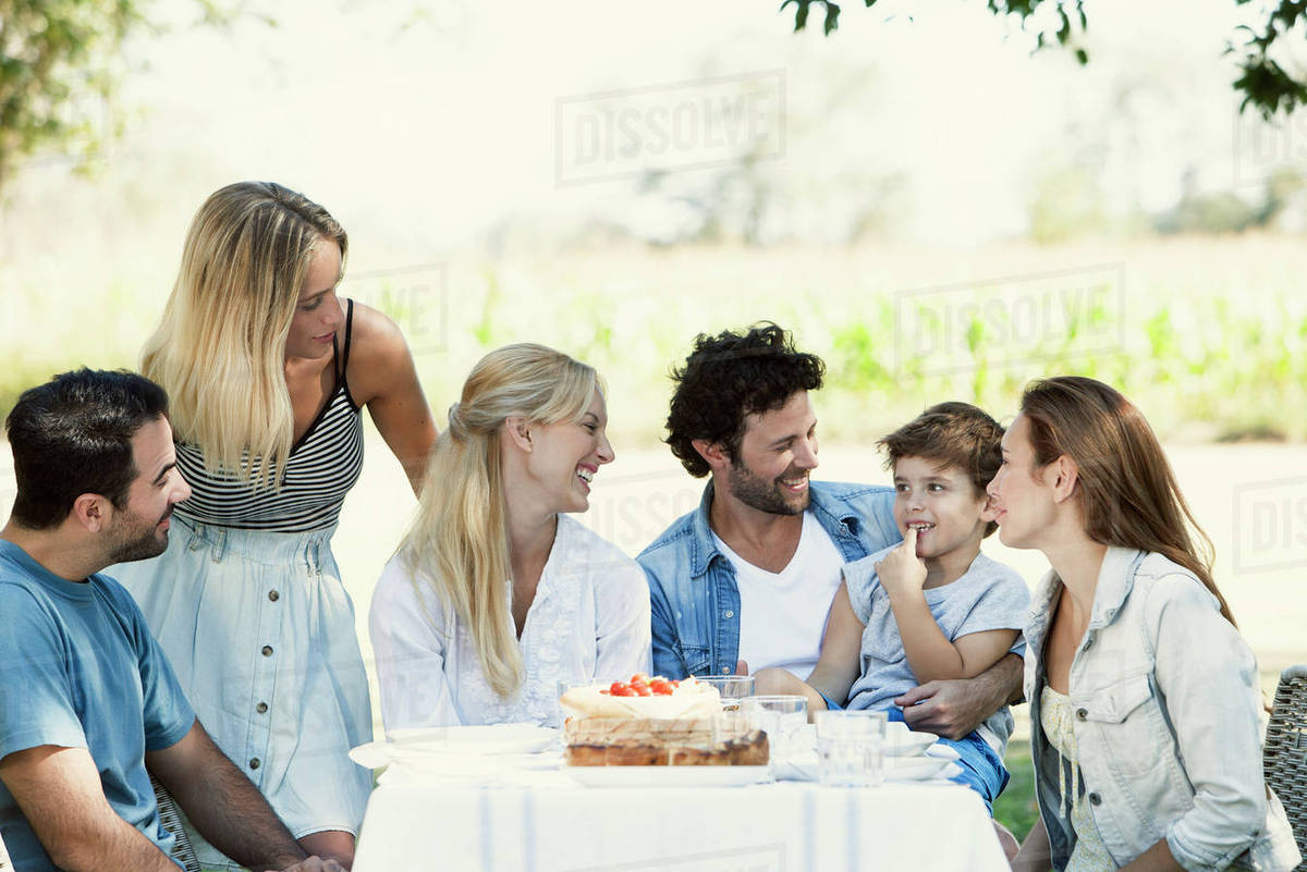 Family and friends spending time together outdoors Royalty-free stock photo