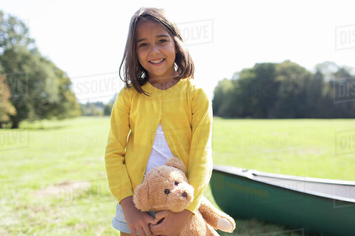 cute girl with teddy